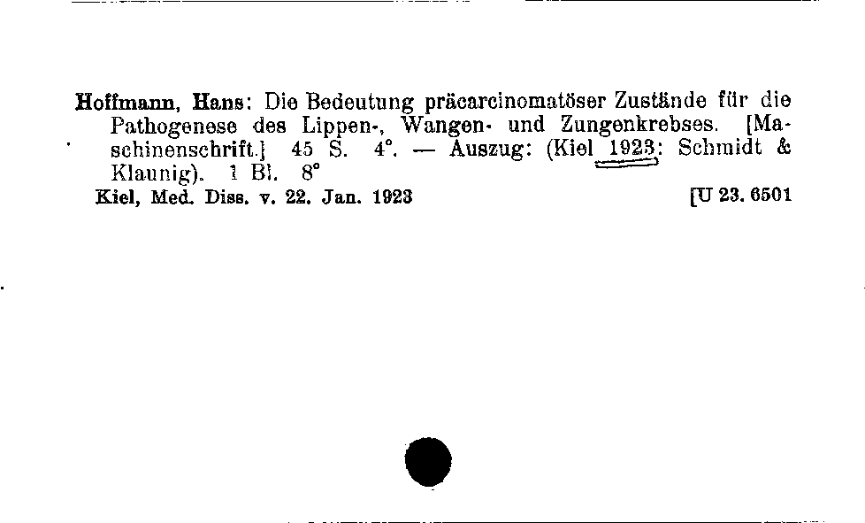 [Katalogkarte Dissertationenkatalog bis 1980]