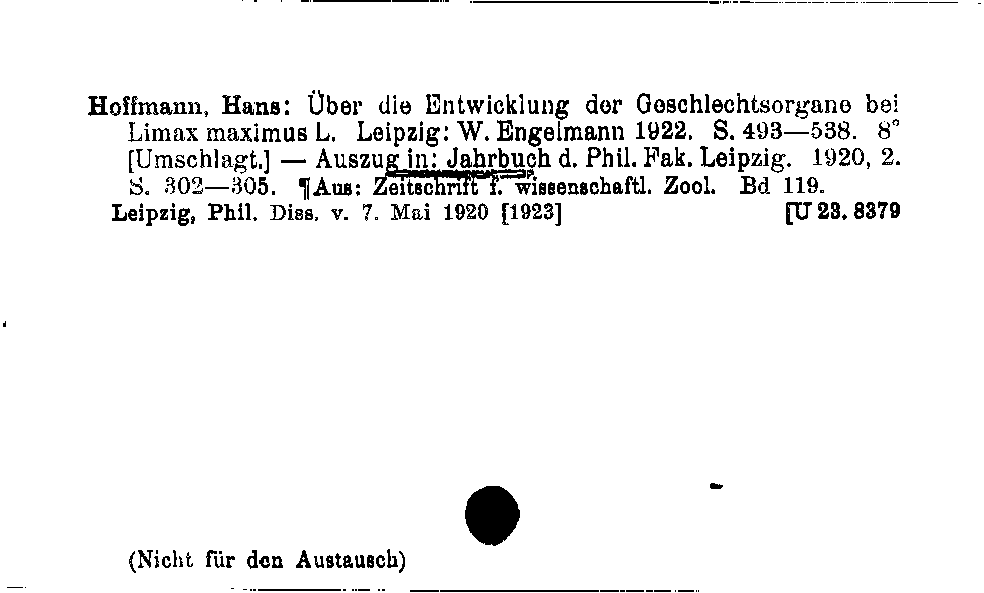[Katalogkarte Dissertationenkatalog bis 1980]