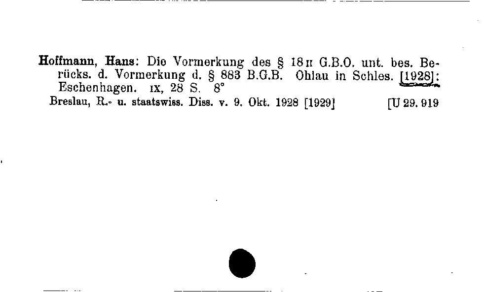 [Katalogkarte Dissertationenkatalog bis 1980]