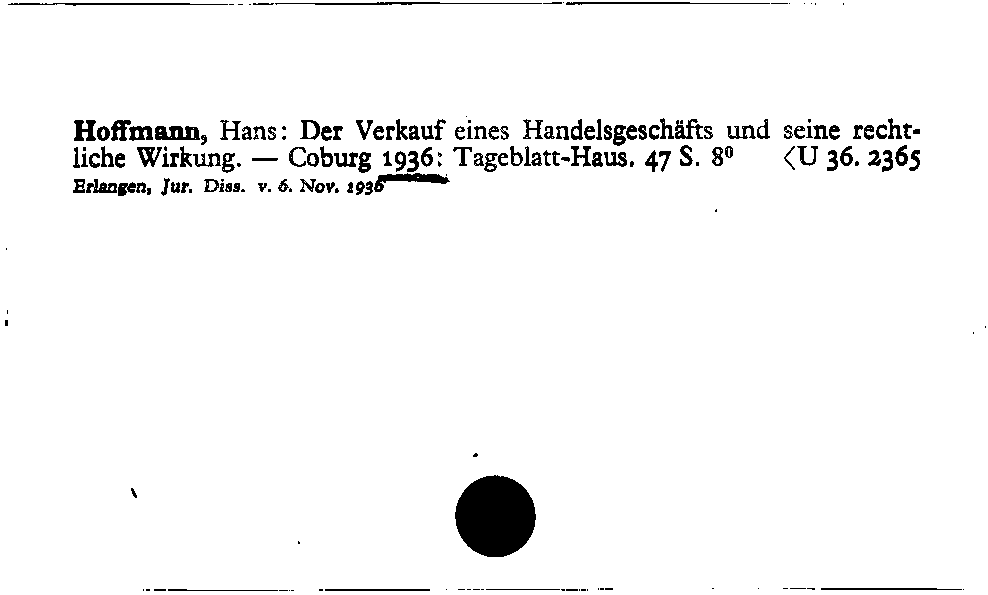 [Katalogkarte Dissertationenkatalog bis 1980]