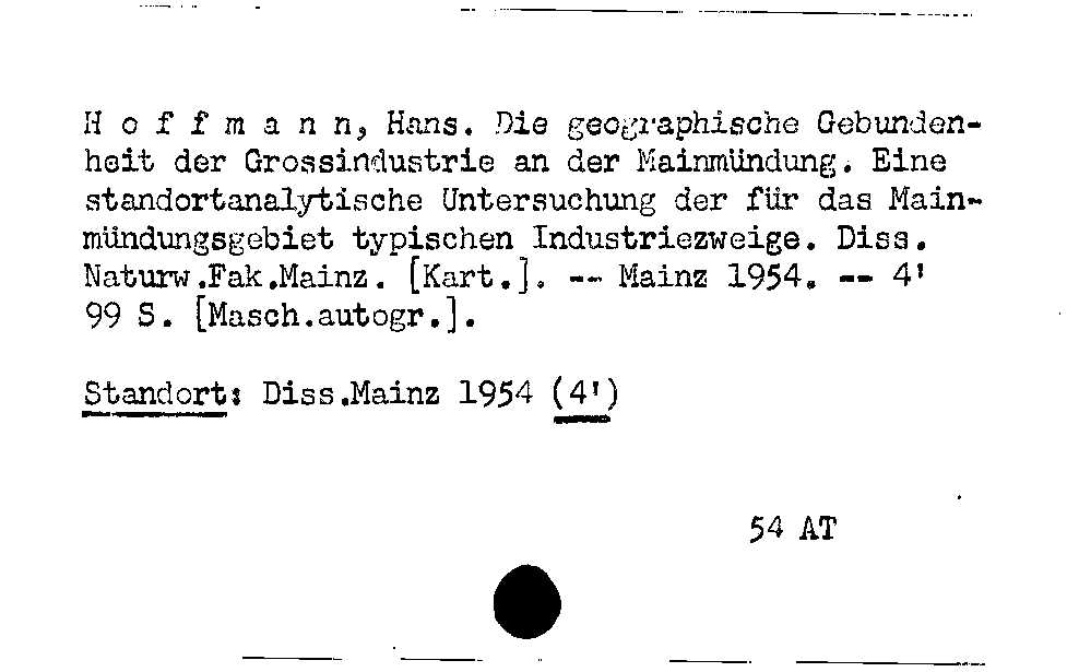[Katalogkarte Dissertationenkatalog bis 1980]