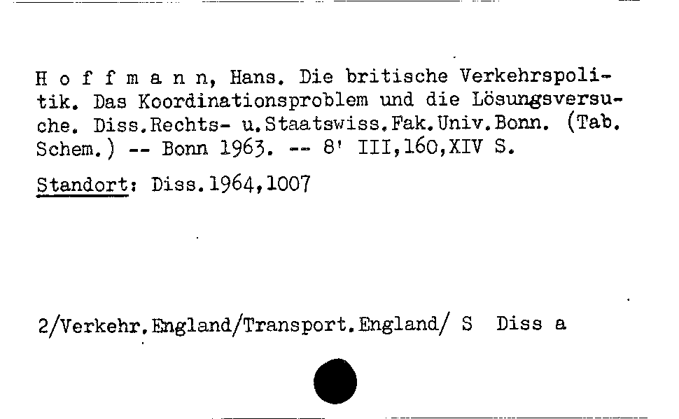 [Katalogkarte Dissertationenkatalog bis 1980]