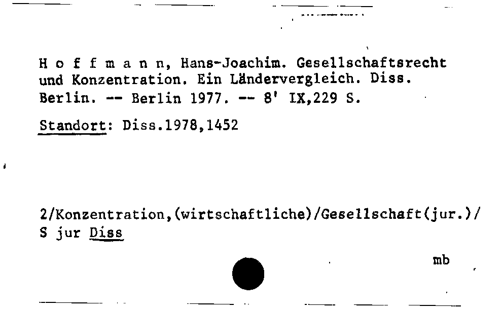 [Katalogkarte Dissertationenkatalog bis 1980]