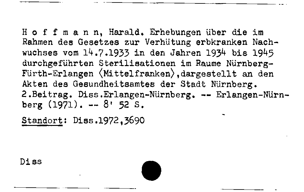 [Katalogkarte Dissertationenkatalog bis 1980]