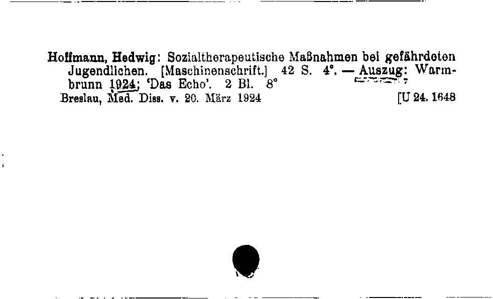 [Katalogkarte Dissertationenkatalog bis 1980]