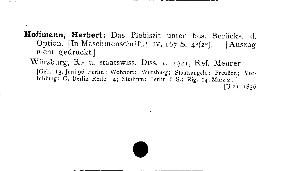 [Katalogkarte Dissertationenkatalog bis 1980]