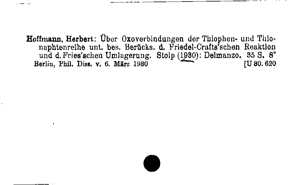 [Katalogkarte Dissertationenkatalog bis 1980]
