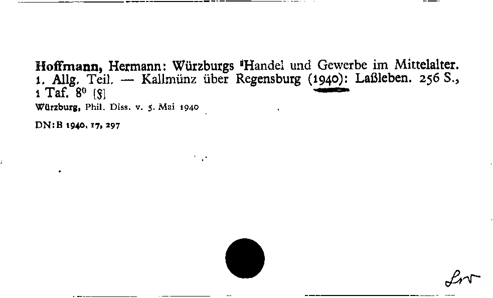 [Katalogkarte Dissertationenkatalog bis 1980]