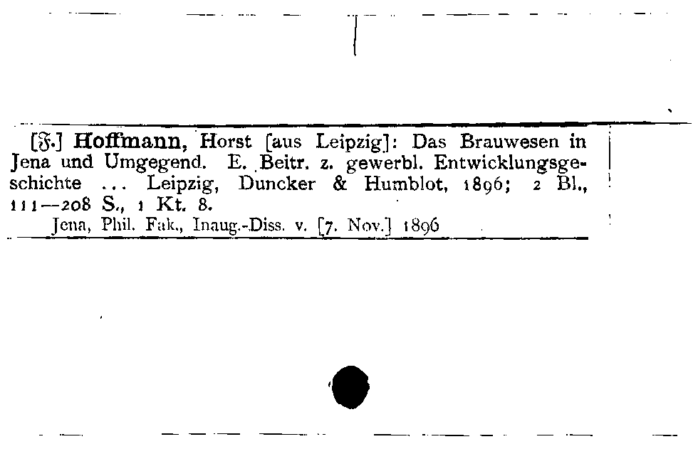 [Katalogkarte Dissertationenkatalog bis 1980]