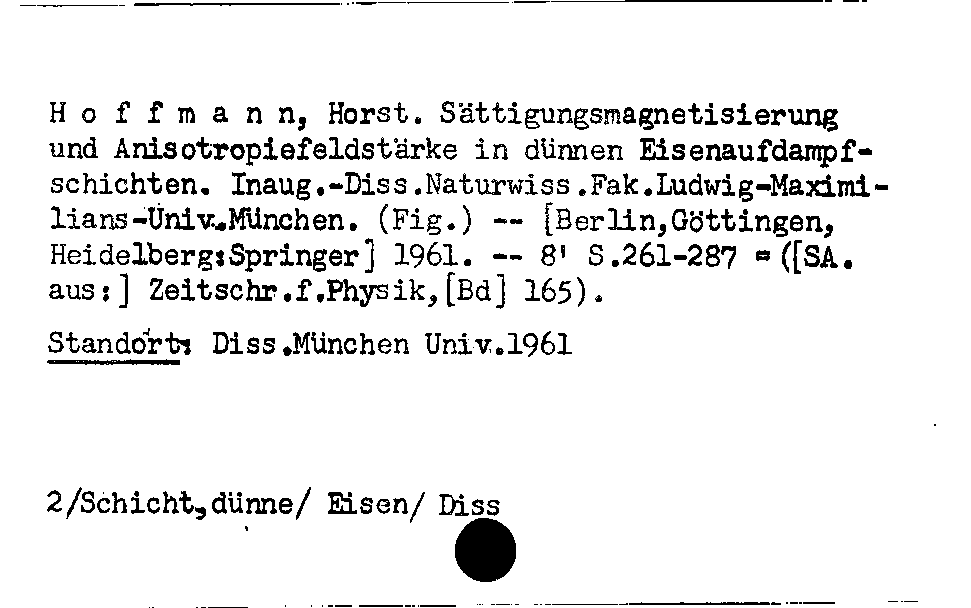 [Katalogkarte Dissertationenkatalog bis 1980]
