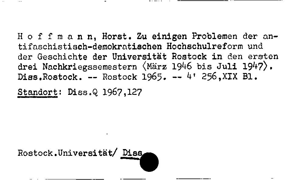 [Katalogkarte Dissertationenkatalog bis 1980]