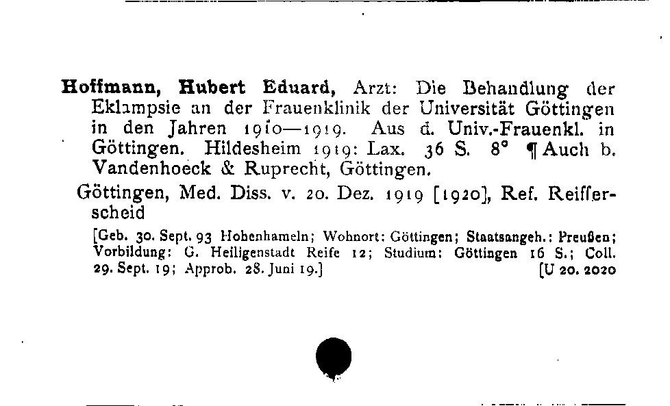 [Katalogkarte Dissertationenkatalog bis 1980]