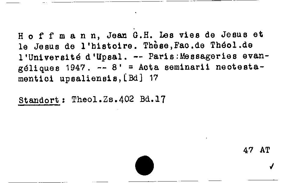[Katalogkarte Dissertationenkatalog bis 1980]