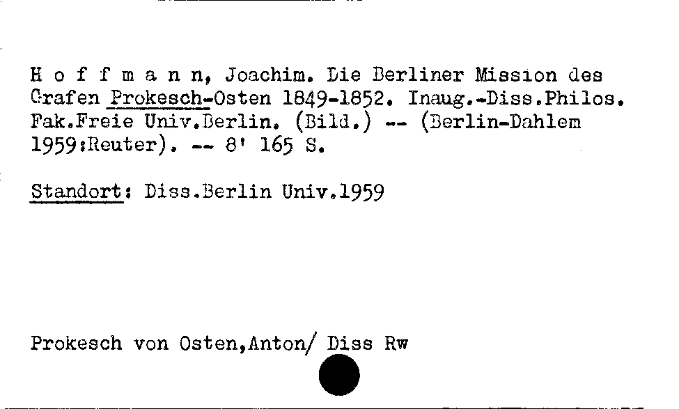 [Katalogkarte Dissertationenkatalog bis 1980]