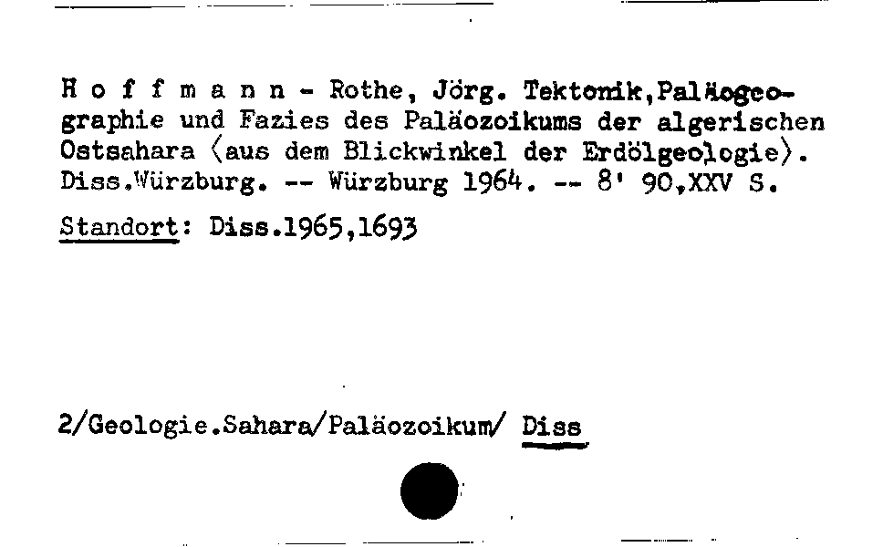 [Katalogkarte Dissertationenkatalog bis 1980]