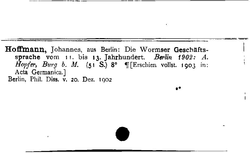[Katalogkarte Dissertationenkatalog bis 1980]