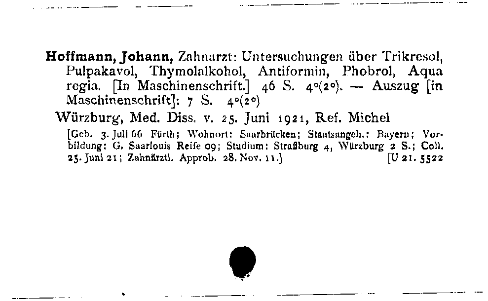 [Katalogkarte Dissertationenkatalog bis 1980]