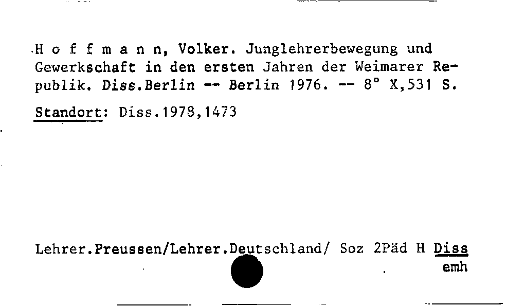 [Katalogkarte Dissertationenkatalog bis 1980]