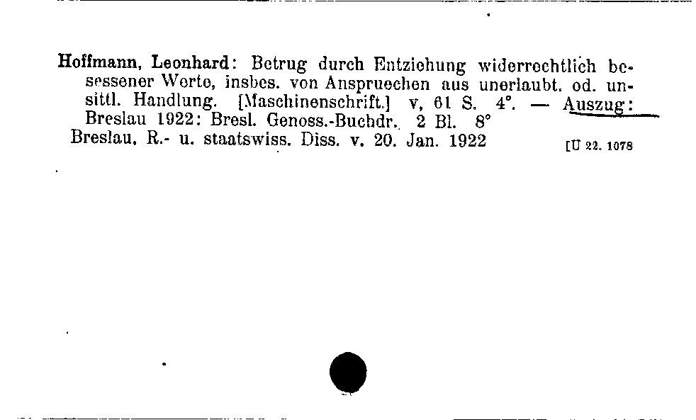 [Katalogkarte Dissertationenkatalog bis 1980]
