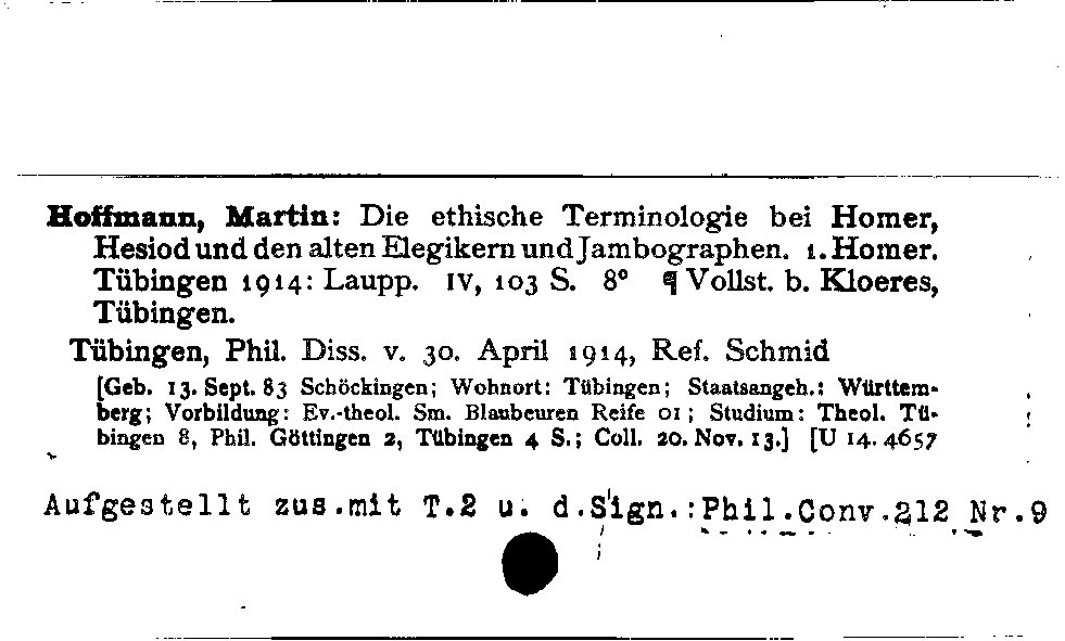 [Katalogkarte Dissertationenkatalog bis 1980]