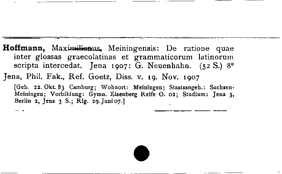 [Katalogkarte Dissertationenkatalog bis 1980]