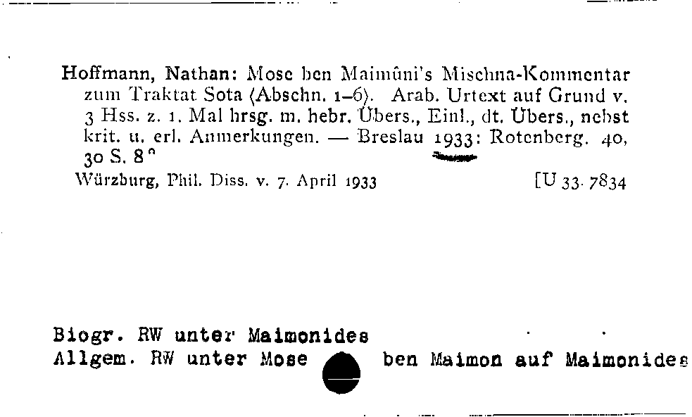 [Katalogkarte Dissertationenkatalog bis 1980]