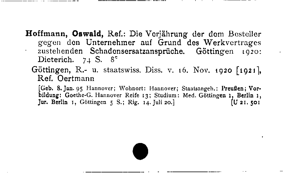 [Katalogkarte Dissertationenkatalog bis 1980]
