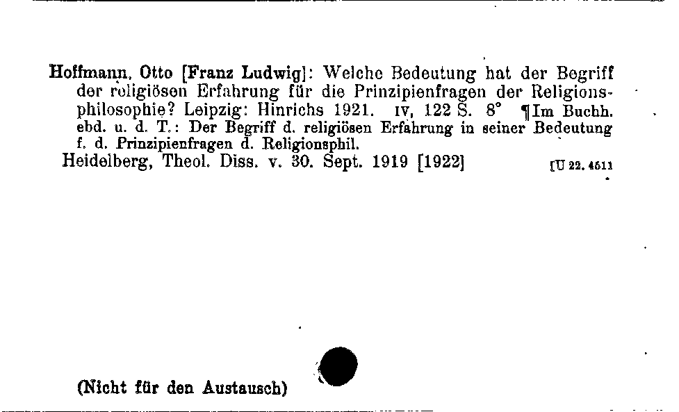 [Katalogkarte Dissertationenkatalog bis 1980]