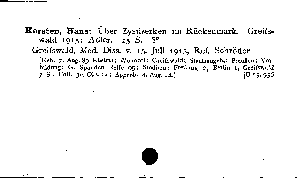 [Katalogkarte Dissertationenkatalog bis 1980]