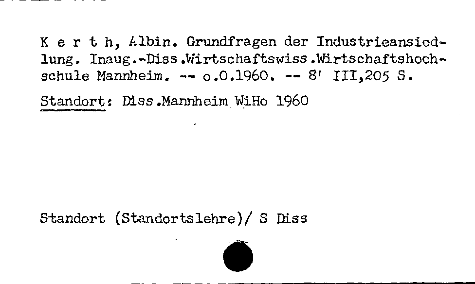 [Katalogkarte Dissertationenkatalog bis 1980]