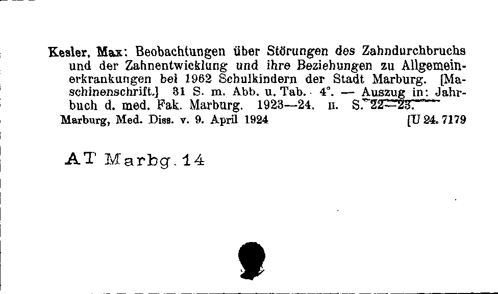 [Katalogkarte Dissertationenkatalog bis 1980]