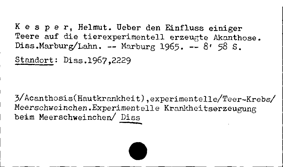 [Katalogkarte Dissertationenkatalog bis 1980]