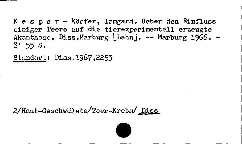 [Katalogkarte Dissertationenkatalog bis 1980]
