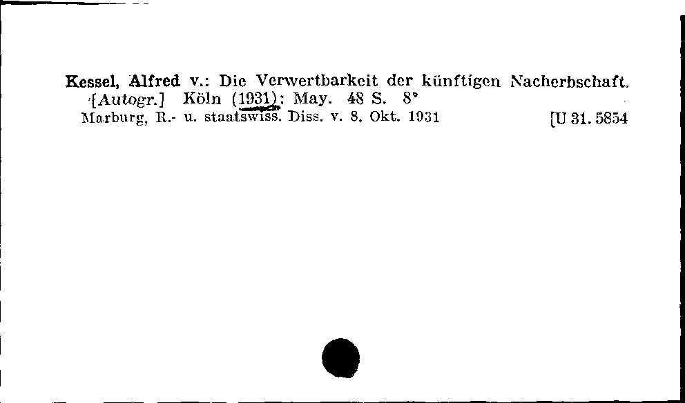 [Katalogkarte Dissertationenkatalog bis 1980]