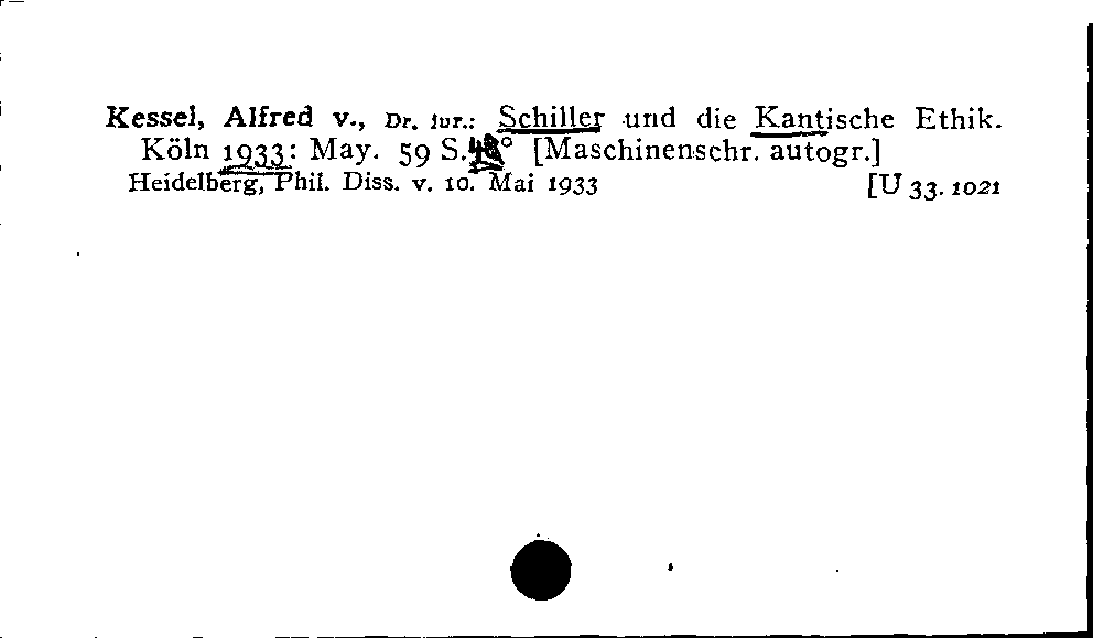 [Katalogkarte Dissertationenkatalog bis 1980]