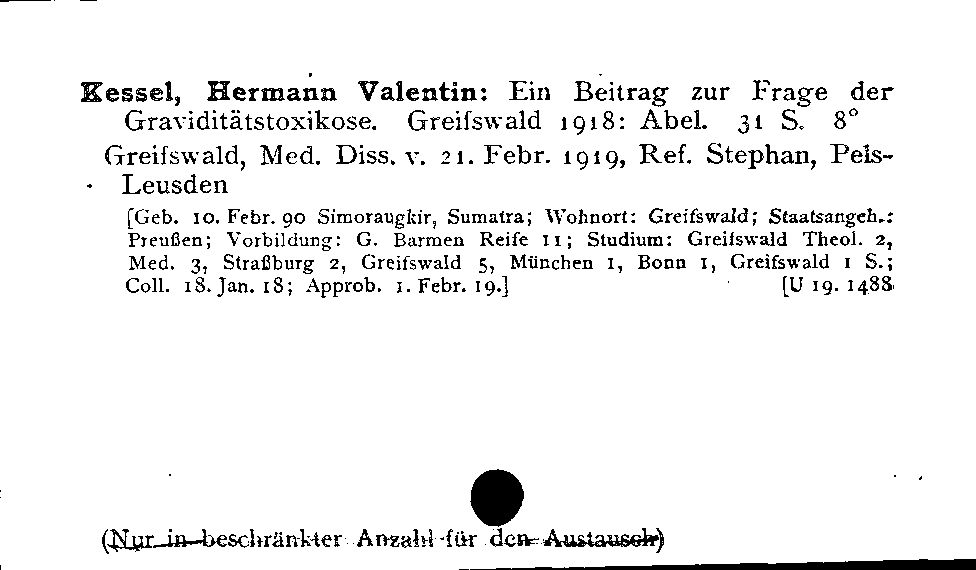 [Katalogkarte Dissertationenkatalog bis 1980]