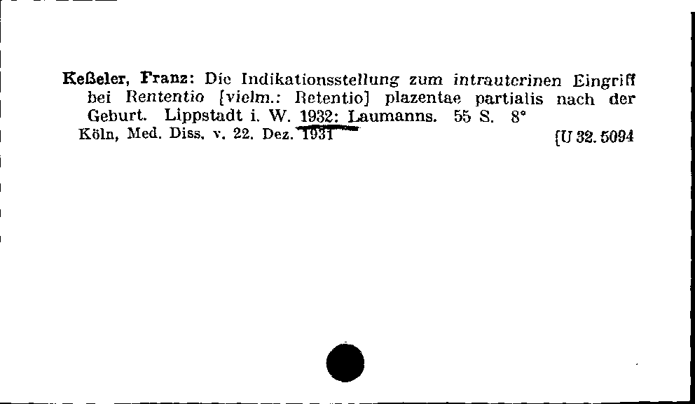 [Katalogkarte Dissertationenkatalog bis 1980]