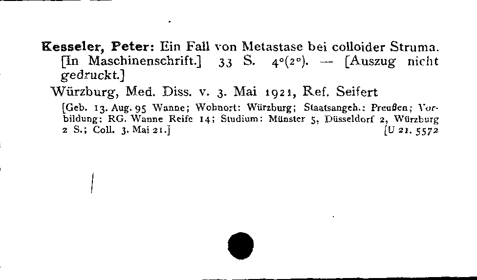 [Katalogkarte Dissertationenkatalog bis 1980]