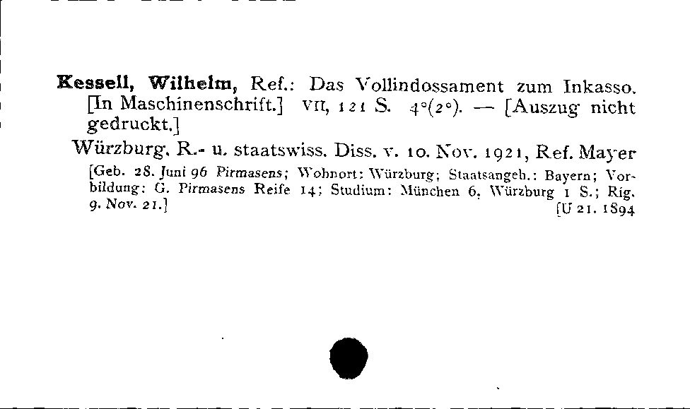 [Katalogkarte Dissertationenkatalog bis 1980]