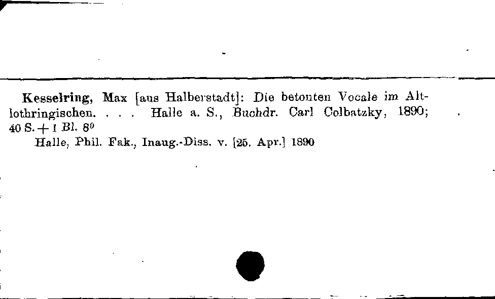 [Katalogkarte Dissertationenkatalog bis 1980]