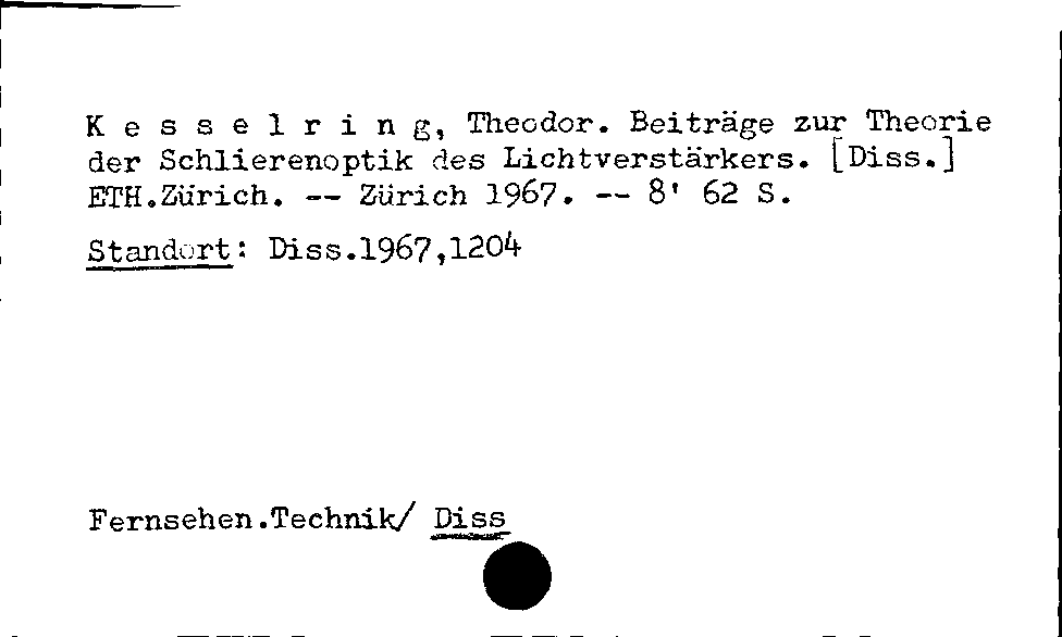 [Katalogkarte Dissertationenkatalog bis 1980]