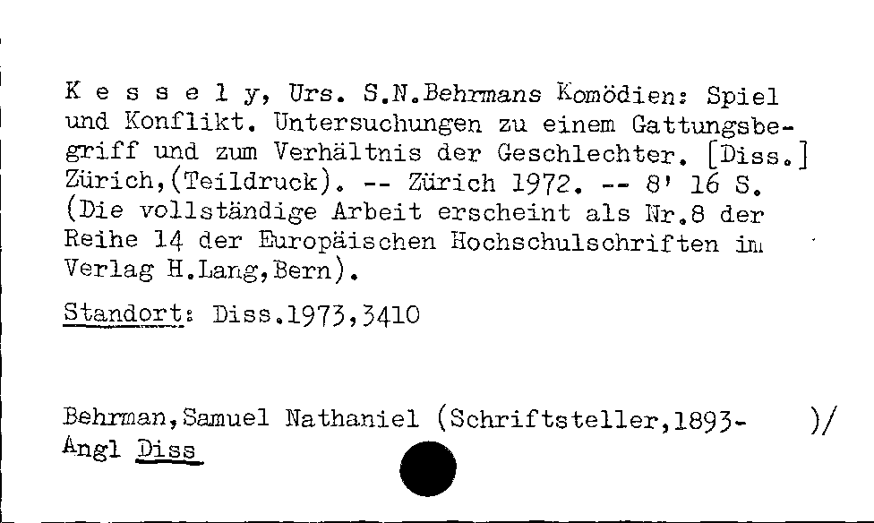 [Katalogkarte Dissertationenkatalog bis 1980]
