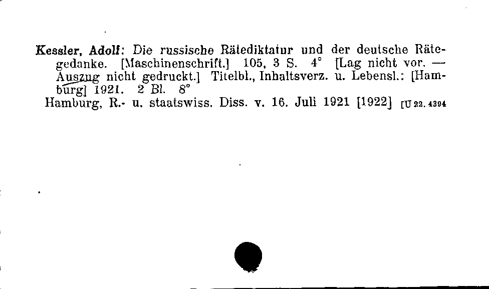 [Katalogkarte Dissertationenkatalog bis 1980]
