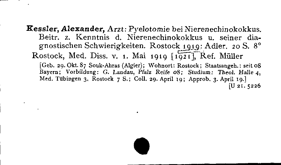 [Katalogkarte Dissertationenkatalog bis 1980]