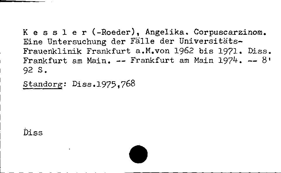 [Katalogkarte Dissertationenkatalog bis 1980]