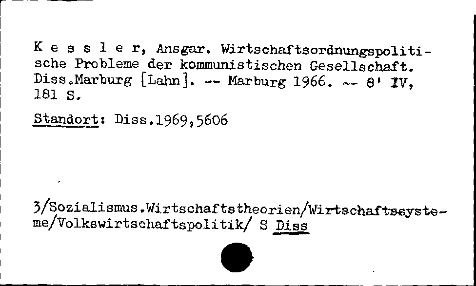 [Katalogkarte Dissertationenkatalog bis 1980]
