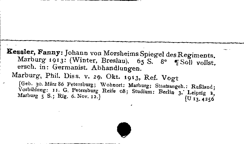 [Katalogkarte Dissertationenkatalog bis 1980]