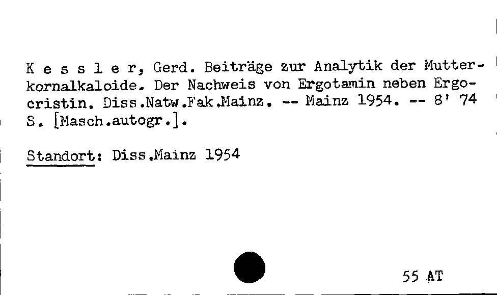[Katalogkarte Dissertationenkatalog bis 1980]