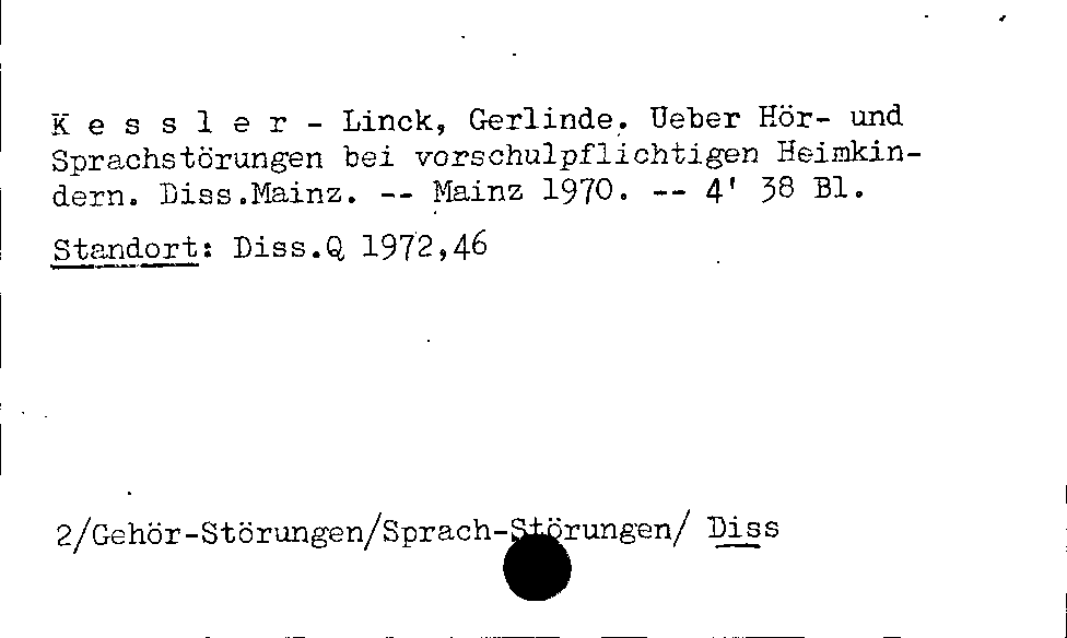 [Katalogkarte Dissertationenkatalog bis 1980]