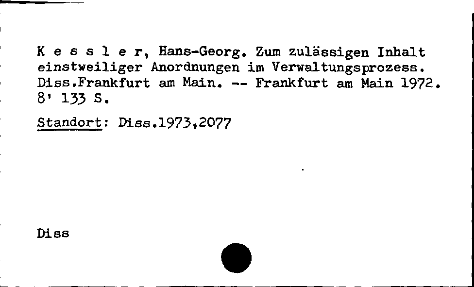 [Katalogkarte Dissertationenkatalog bis 1980]